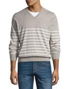 Nautical-stripe V-neck Sweater,