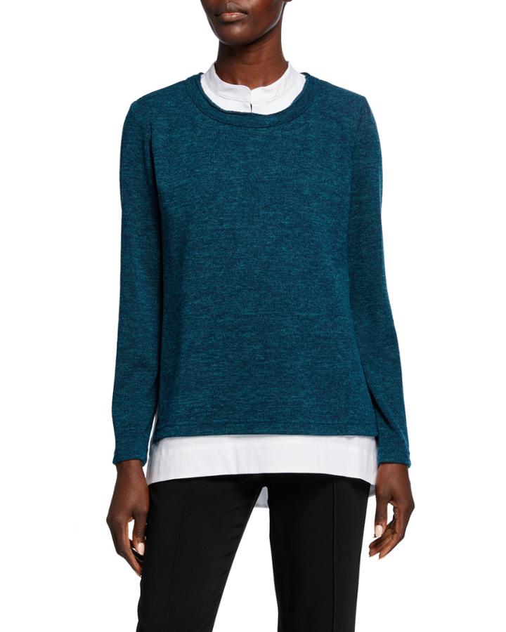 Culver Melange Knit Band Collar Top