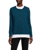Culver Melange Knit Band Collar Top