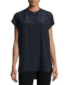 Silk Short-sleeve Blouse, Coastal