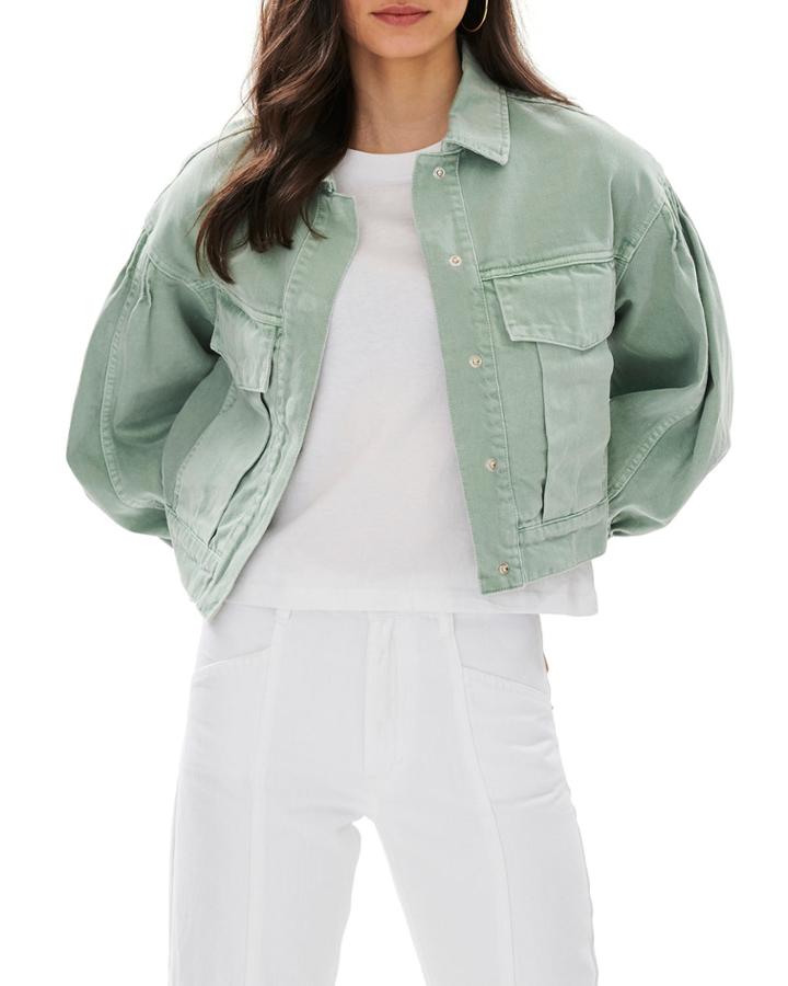 Naomi Pintuck-sleeve Denim Jacket