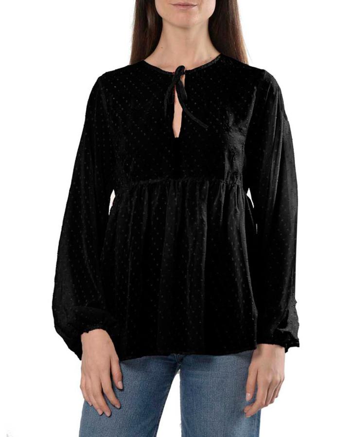 Clip Dot Blouse W/ Sequin Embellishments