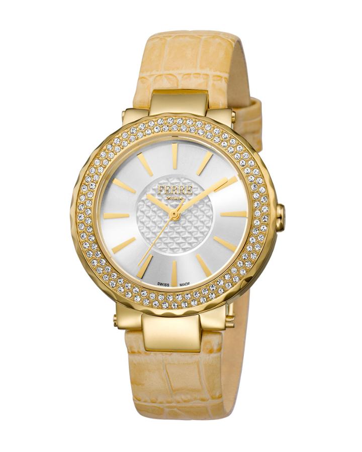 Women's 36mm Stainless Steel Glitz Watch With Leather