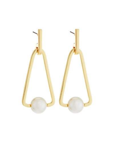 12k Gold-plated Large Triangular Pearly Bead Drop Earrings