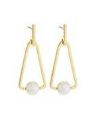 12k Gold-plated Large Triangular Pearly Bead Drop Earrings