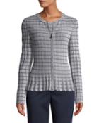 Monochrome Ottoman Knit Flare-hem Jacket