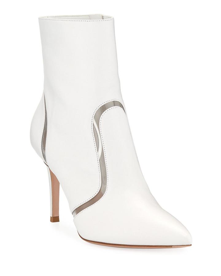 Leather & Vinyl Point-toe Booties