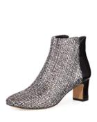 Jakkqe Low-heel Boucle Bootie, Black/white