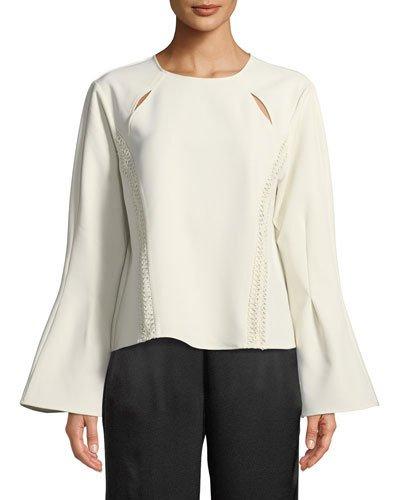 Flare-sleeve Crepe Blouse