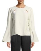 Flare-sleeve Crepe Blouse