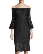 Lace Off The Shoulder Dress With Bell
