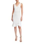 Scuba Crepe Dress With Pearl Trim
