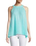 High-neck Gauze Cutaway Tank