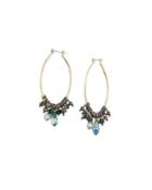 Mixed Crystal Open Marquise Hoop Earrings