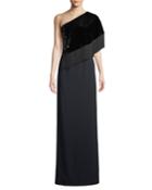 Kezia 1-shoulder Sequin & Fringe Gown