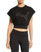 Luxe Cropped Mesh Logo Training Tee