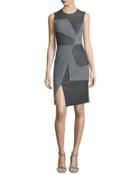 Sleeveless Asymmetric-seam Dress, Gray