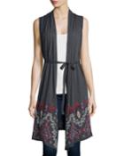 Jwla Tisha Geometric-embroidered Draped Vest, Charcoal Gray, Women's, Size: