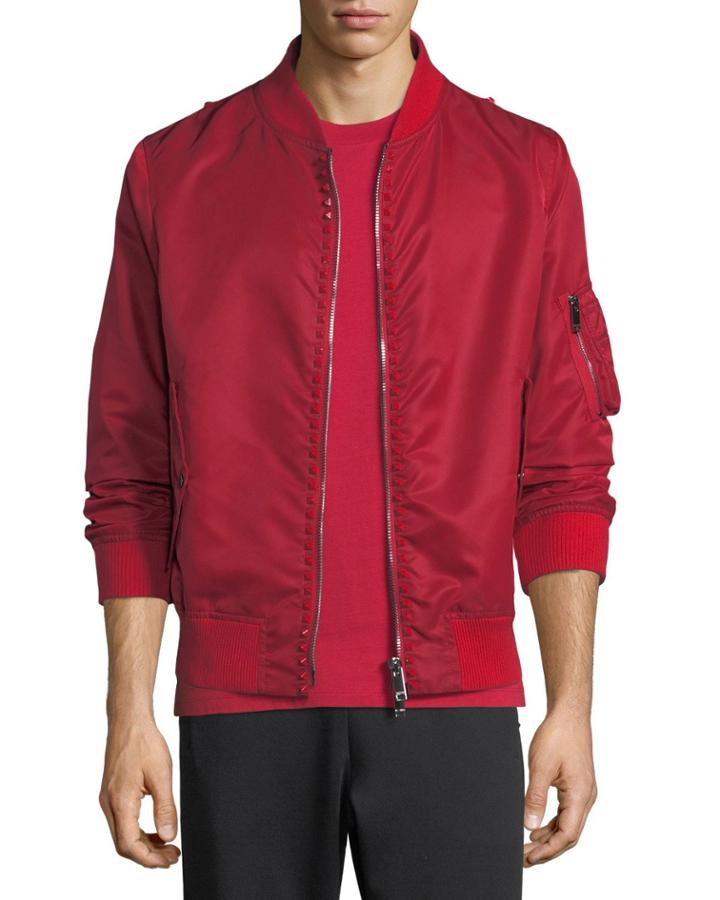 Studded Cotton-blend Bomber Jacket