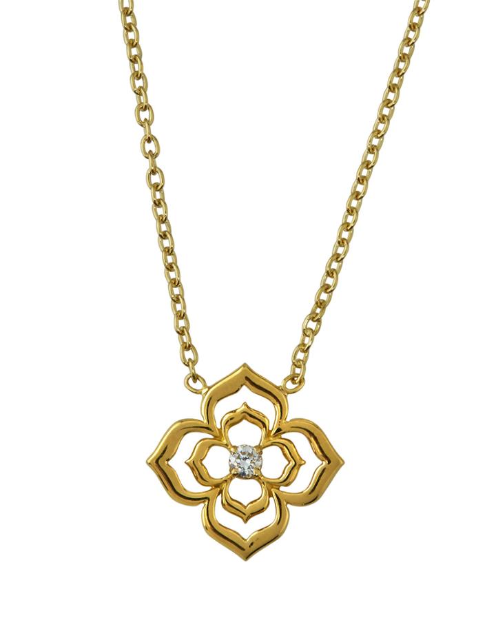 18k Diamond Double Flower Pendant Necklace