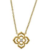 18k Diamond Double Flower Pendant Necklace
