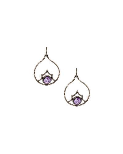 Pave Diamond & Amethyst Drop Earrings