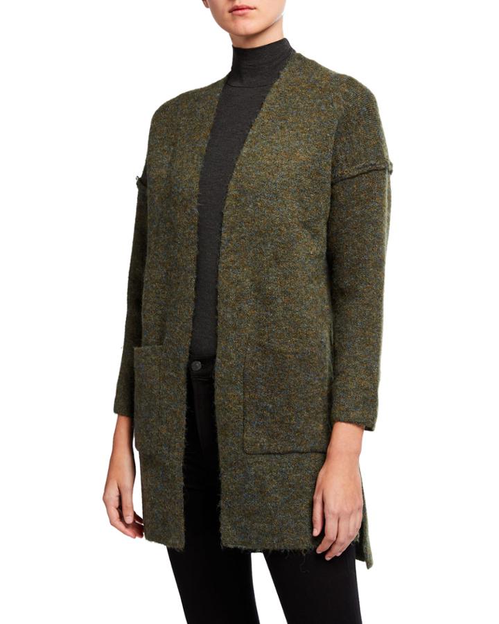 Wool-blend Open Front Cardigan