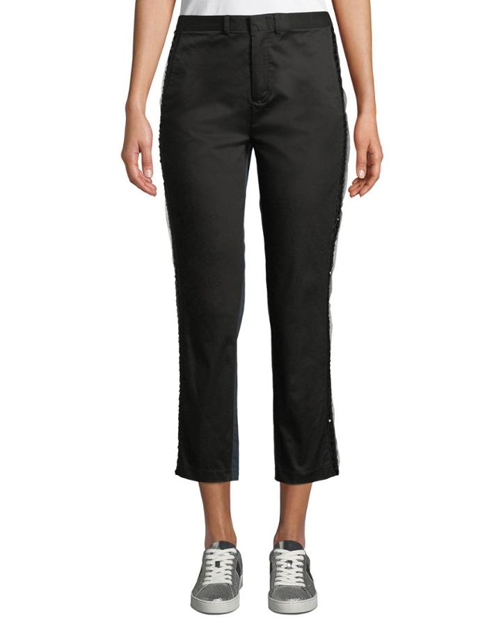 Nobu Embellished Two-tone Tuxedo Pants