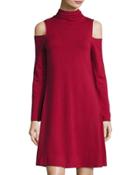 Cold-shoulder Mock-neck Dress, Chianti