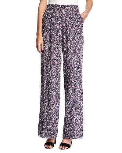 High-rise Floral-print Pants, Red Pattern