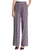 High-rise Floral-print Pants, Red Pattern