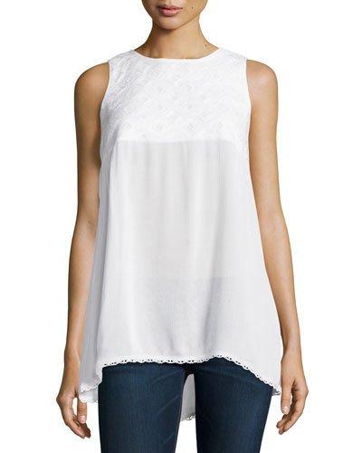 Mesh Cut-out Tank, Blanc De Blanc