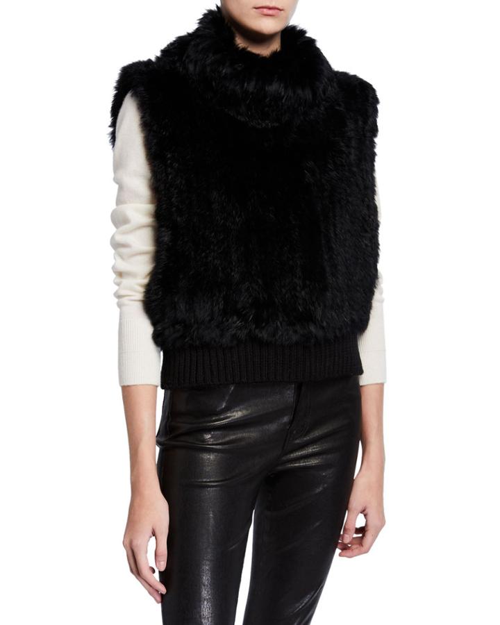 High-neck Faux Fur Popover
