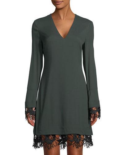 Lace-trimmed A-line Dress