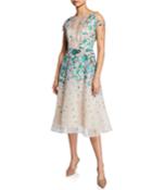 Floral Pattern Off-the-shoulder Dress