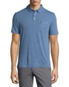 Blended Solid Knit Polo Shirt, Classic Blue
