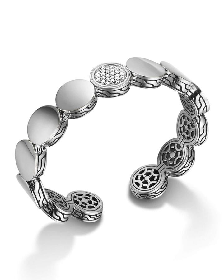 Dot Flex Cuff W/ Single Diamond Pav&eacute;,