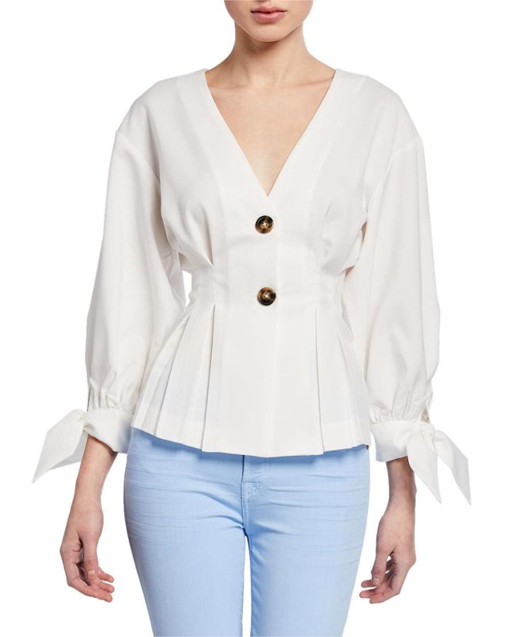 Tie-cuff Pleated Two-button Jacket