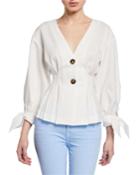 Tie-cuff Pleated Two-button Jacket
