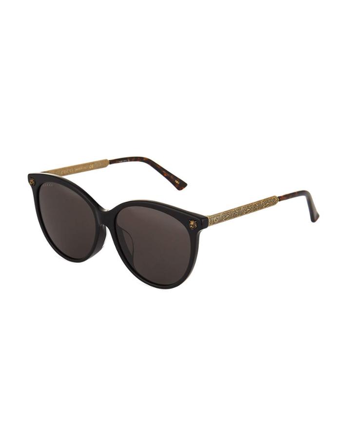 Round Acetate/metal Tiger Sunglasses With