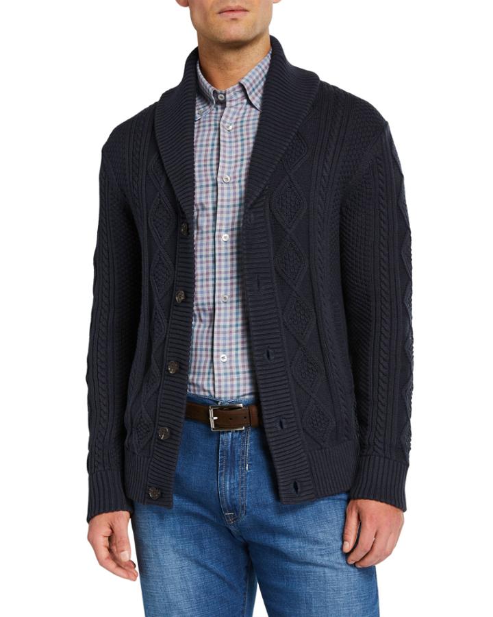 Men's Organic Cotton Cable-knit Cardigan