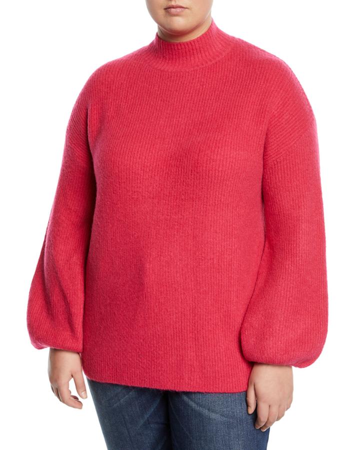Plus Size Shayla Balloon-sleeve Ribbed