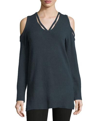 V-neck Cold-shoulder D-ring