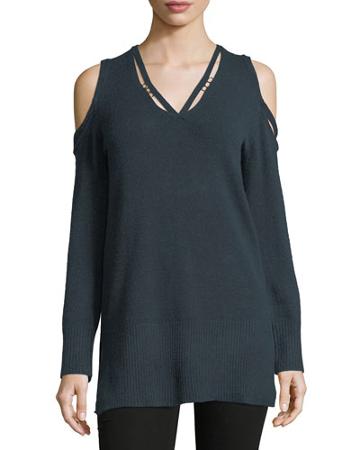 V-neck Cold-shoulder D-ring