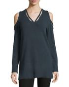 V-neck Cold-shoulder D-ring