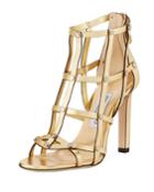 Tina Studded Metallic Leather Cage