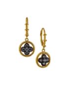 Two-tone Circle Drop Earrings With Cubic Zirconia