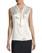 Mini Dot-print Stretch-silk Blouse