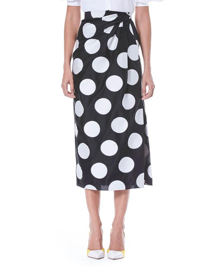 Faux-wrap Side-slit Dot-print
