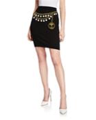 Body-con Knitted Skirt W/ Printed Chain